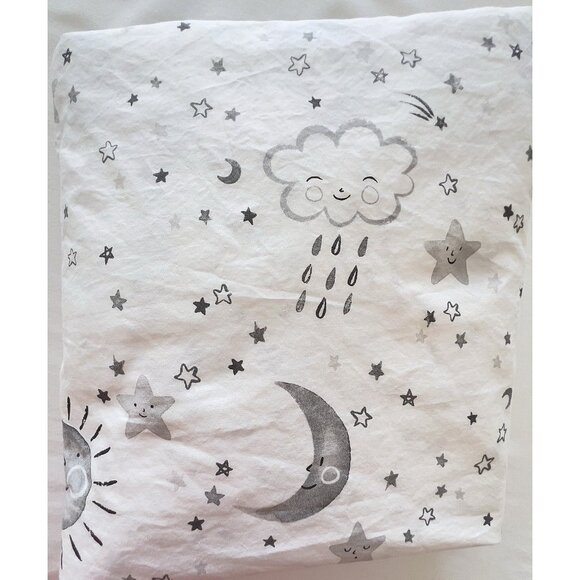 POTTERY BARN KIDS Crib Cot Fitted Sheet Lot/2 100% Organic Cotton Stars Sun Gray - Picture 11 of 16